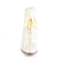 EU 37 = US 7 | VICTORIAN-30 | 2 3/4 Flaired Heel Lace Up Ankle Bootie w/Lace Overlay — thumbnail 2