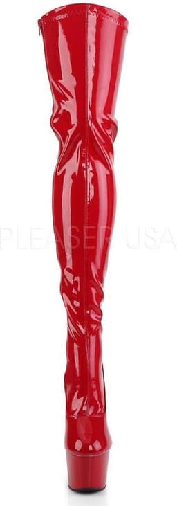 Adore-3063 plateau lak overknee laars met veters en stiletto hak rood - (EU 39 = US 9) - Pleaser — thumbnail 3