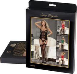 Sexy Lingerie - Erotische Elegante Body in Velours en Kant incl slip - verstelbare taille - 2 delig - Sexy Teddy - Erotiek - kleur zwart - Maat XS-S — thumbnail 5