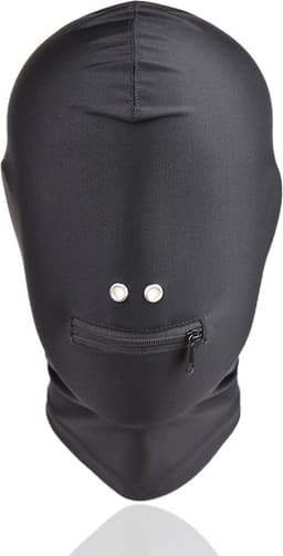 KG BDSM Hoofdmasker Lycra - Spandex - Open Mond Met Rits - Dichte Ogen - voor vrouw - man - unisex — thumbnail 1
