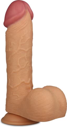 Realistische XXL King Size Dildo 24.5 cm lang en 5.5 cm dik - Levensechte Grote Dildo 24.5cm lang - Realistische dildo met balzak en stevige zuignap - Realistische Dildo Met Zuignap en Balzak — thumbnail 4
