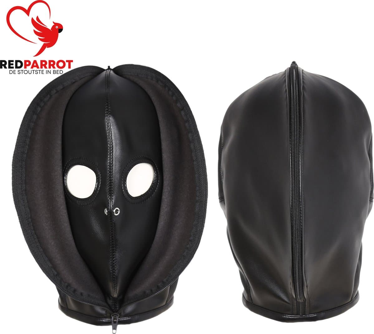 BDSM Masker met rits - Gesloten of open - Bivakmuts - Leder - One size — afbeelding 1
