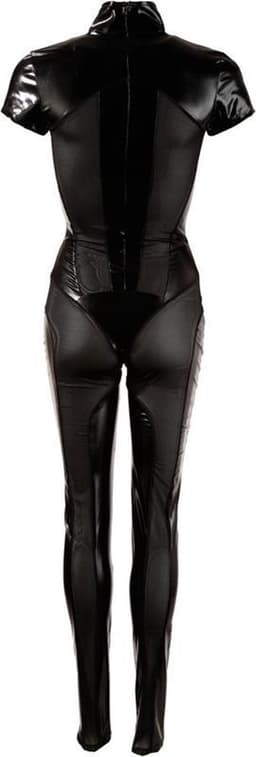 Cottelli Collection –  Jumpsuit met Ritsen over Tepels en Kruis Wetlook Uitstraling Spanning en Uitdaging – Maat M – Zwart — thumbnail 4