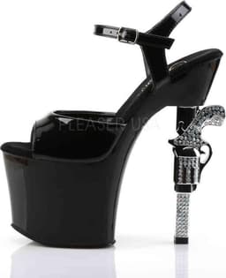 Pleaser - REVOLVER-709 Sandaal met enkelband, Paaldans schoenen - Paaldans schoenen - 41 Shoes - Zwart — thumbnail 3