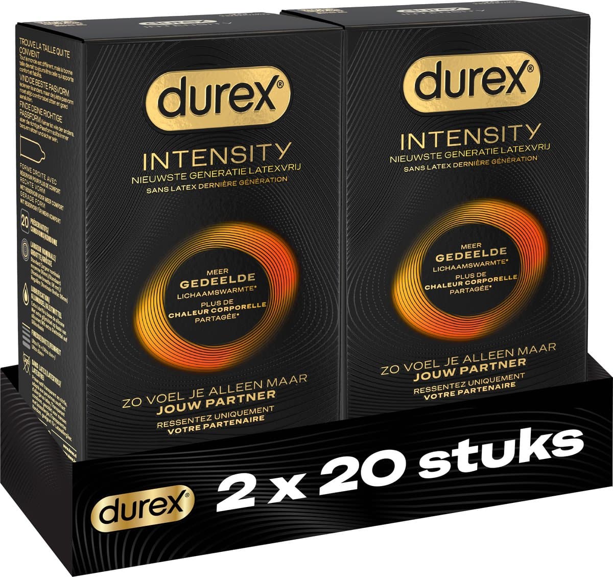 Durex Intensity Condooms - Nieuwste generatie ultradunne, latexvrije condooms voor mannen – Gedeelde lichaamswarmte - 2 x 20 stuks - Voordeelverpakking — afbeelding 1
