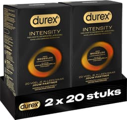 Durex Intensity Condooms - Nieuwste generatie ultradunne, latexvrije condooms voor mannen – Gedeelde lichaamswarmte - 2 x 20 stuks - Voordeelverpakking — thumbnail 1