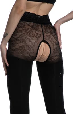 Panty open Kruis - 60/30 Denier - Kleur: Zwart - Maat: L/XL - Model: Blackdiamond - Merk: Amour — thumbnail 4