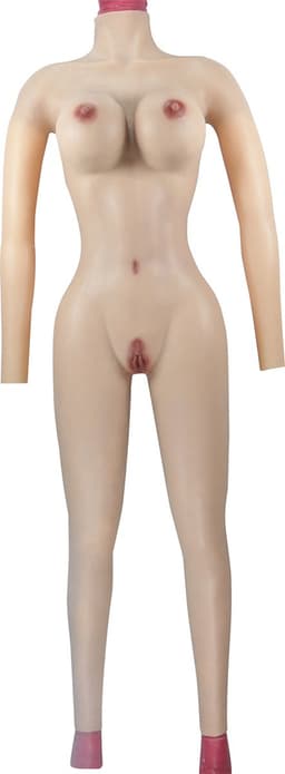 Full body met rits - Lang - Cup C - 100% hypoallergene medische siliconen - Bodysuit lang - + kanten choker - Crossdresser - Transgender - Mastectomi - Wearable body - Kunstmatige Nep Borst - Femboy - Body4Everybody — thumbnail 1