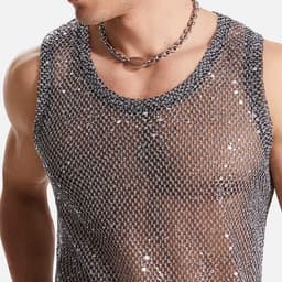 Erotiek tank top heren - Glitter and glamour - Hemd - Mesh - Visnet — thumbnail 5