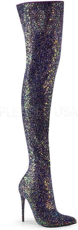 COURTLY-3015 - (EU 45 = US 14) - 5 Glitter Thigh High Boot, 1/3 Side Zip — thumbnail 1