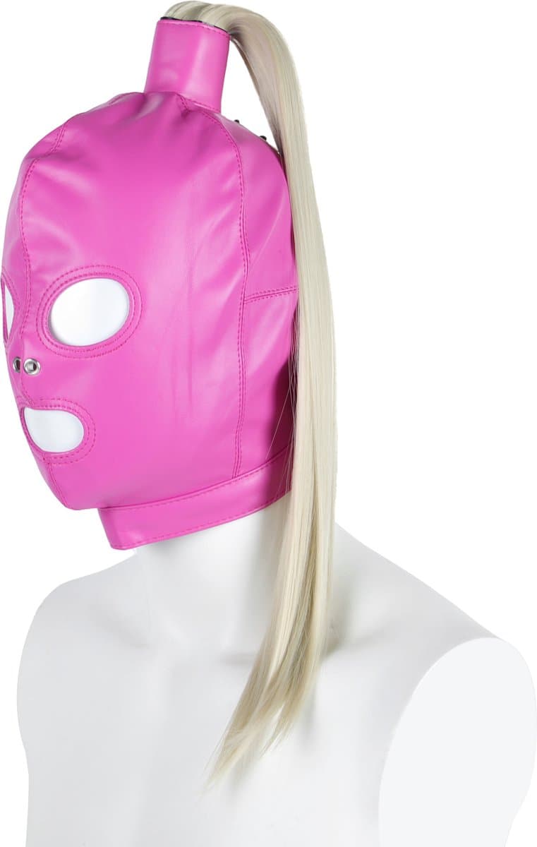 Banoch | Masker Pony Tail | paarden staart roze imitatie leer | Bondage — afbeelding 1