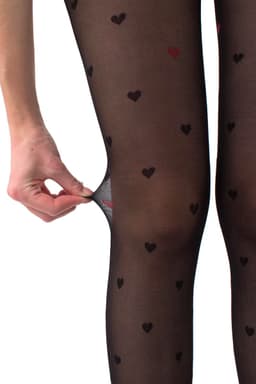 Giulia - Intimo Fashion licht glanzende 20den Panty met hartjes en open kruis - Zwart - XL — thumbnail 5