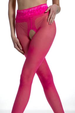 Panty Open Kruis - 30 Denier - Magenta - Maat: L/XL - Model: Lace - Merk: Amour — thumbnail 1