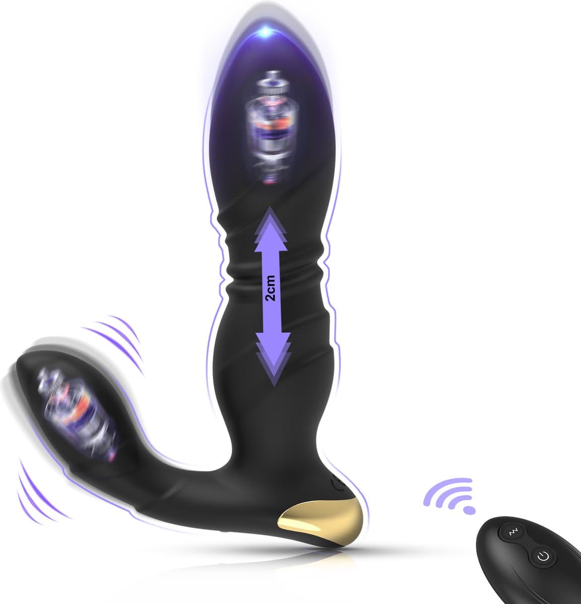 IntiMate® VibeThrust - Luxe Stotende Vibrator met 9 Tril- en Stootstanden - Vibrator met Afstandsbediening - 2-in-1 Afstandsbediening voor Handsfree Genot - Seks Toy voor Mannen en Vrouwen — afbeelding 1
