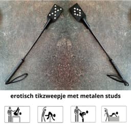 BDSM Tikzweepje met Studs - Spanking Paddle 48 cm - Sex Toys voor Koppels - Erotische Zweep PU Leer — thumbnail 2