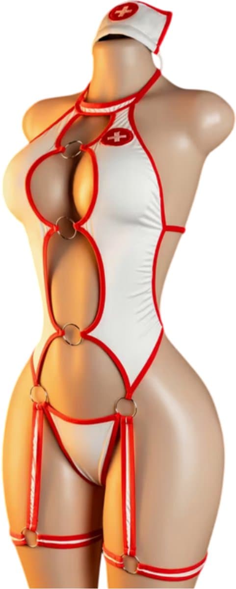 Sexy Zusters Pakje Bodysuit met String & Kousenbanden - Roleplay - MEGA SEXY - OOOH zuster help mij - Maat L — afbeelding 1