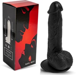 Rosebay Realistische Dildo 21 cm - Zachte Siliconen Dildo met Zuignap & Balzak - Dildo voor Mannen en Vrouwen - Zwart — thumbnail 1