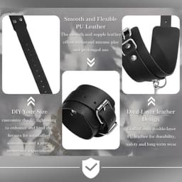 DOWO® - Body Bondage - Borstboeien - Met Verbindingsketting - Halsband - Handboeien - Sexy Lingerie - Erotiek Riem - Bondagesets - SM BDSM - Leer - Harnas Vrouwen - Sextoys voor vrouwen - One Size — thumbnail 2