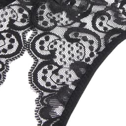 Zeloria Kant Open Kruis Dames Slip – Sexy Lingerie String Bandjes – Zwart – S — thumbnail 3