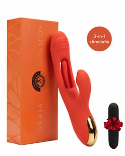 Vibrators voor Vrouwen – 3 in 1 Realistisch Rabbit Vibrator met Clitoris Stimulator & G Spot - Bullet Mini Vibrator - 21 Standen - Waterdicht — thumbnail 1