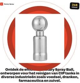 Dailygoods- Sprayball 3/4 Inch - Roestvrij Staal - Zelfreinigend - 360° Spuitdekking - Maximale Reinigingsdiameter 6 m - Duurzaam Ontwerp - Reinigingskop — thumbnail 2