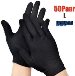 Katoenen Handschoenen Zwart Maat L - Inspectie katoenen werkhandschoenen munt sieraden werknemer etiquette handschoen - Gloves Cotton - Beschermende Handschoenen - Wegwerp Handschoenen 100Stuks/50Pairs L — thumbnail 1