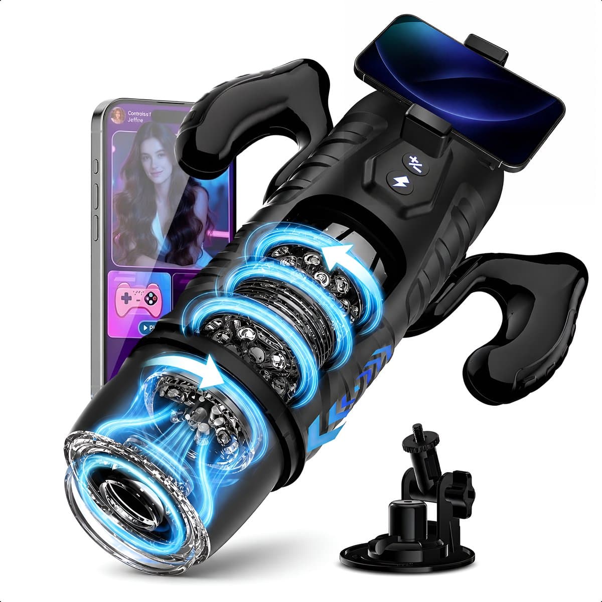 Pocket pussy met 7 stoot- & rotatiestanden en appbediening – Sex toys voor mannen zelf aftrekken – Nep vagina – Nep kut – Masturbator voor man automatisch – Blowjob simulator – Happy Secrets — afbeelding 1