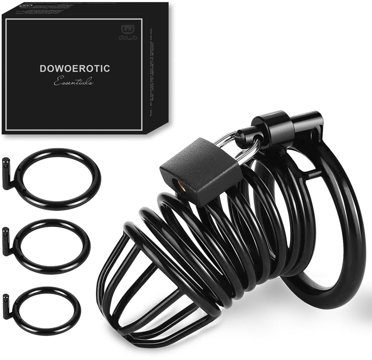 DOWO® - Kuisheidskooi - Black Panther - Metaal - Peniskooi - Kuisheidskooi voor Mannen - Chastity cage - Staal – Zwart - 3 Maten — afbeelding 1
