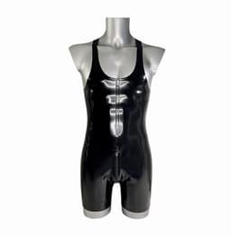 Latex rubberen bodysuit - Open kruis en billen functie - Rits - 100% Latex - Jumpsuit — thumbnail 4