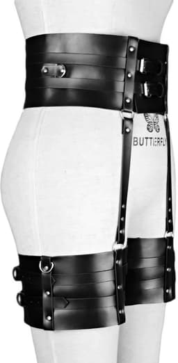 Sexy Zwart Harnas - Verstelbaar Tuigje met Brede Riemen voor Middel en Benen - Kunstleer Bondage Lingerie - Erotisch Sex Speeltje voor Mannen en Vrouwen - Sex Toys — thumbnail 4