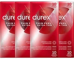 Durex - Condooms - Thin Feel - Extra Thin - 4x 10 stuks - Voordeelverpakking