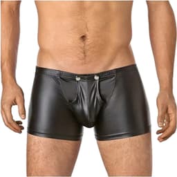 LekkerStout PU Lederen Boxershort - Open Kruis - Zwart - Sexy Herenondergoed | XXL | ( LS154 ) — thumbnail 3