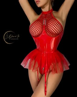 Sexy Lingerie Body – Erotisch jurkje – Rollenspel – Lak & Netstof – Latex & Datex – Kinky Mesh Bustier met Tule Rokje – Verleidelijk Fetish – Erotische Lingerie – BDSM – Lingerieset Dames – Sexy Lingerie – Festivallook – Bitch – Maat S, M, L, XL — thumbnail 4