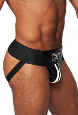 Mister b leather premium jockstrap blackwhite large — thumbnail 2