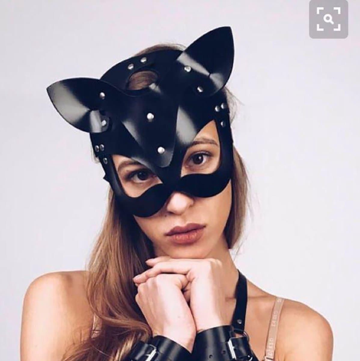 Luxe Cosplay Masker - Zwart - PU Leer - Kat - Sexy - Masquerade — afbeelding 1