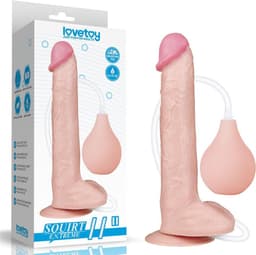 LoveToy squirt extreme spuitende dildo - 28 cm - Φ4.8 cm - met ballen en zuignap — thumbnail 1