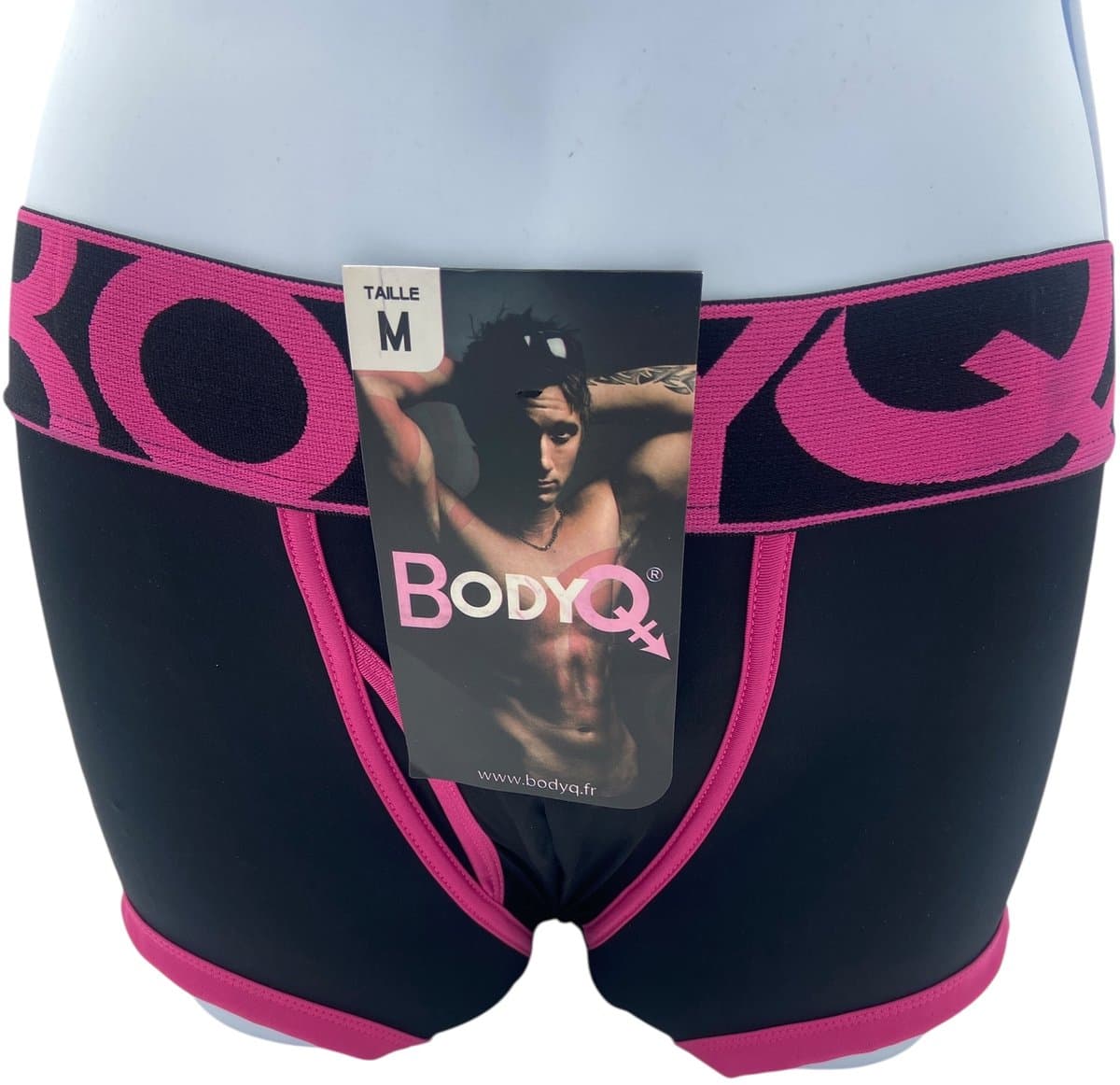 BodyQ Sexy Heren Boxershort – Zwart/Roze – Erotische Herenlingerie – Maat M — afbeelding 1