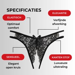 RENALUX Sexy String Open Kruis - Open Kruis Lingerie Erotisch - Open Kruis String - Lingerie Erotisch Open Kruis - Lingerie Setje Vrouwen - Dames Ondergoed - Dames Onderbroeken - Zwart - 3 Stuks - L/XL — thumbnail 5