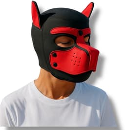 Hondenmasker Rood – Cosplay Puppy Play Masker Volwassenen – Neopreen – Verstelbaar – Kinky Pleasure® – BDSM Accessoire — thumbnail 3