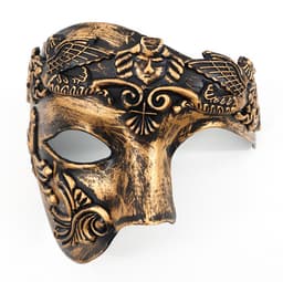 Halloween carnaval samurai masker mannen festival half gezicht masker partij aankleden, partij masker 1 stuk, goud — thumbnail 3