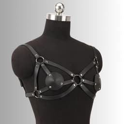 LekkerStout Leren Harness - Zwart - Verstelbaar - Fetish & Lingerie Accessoire | LS291 — thumbnail 3