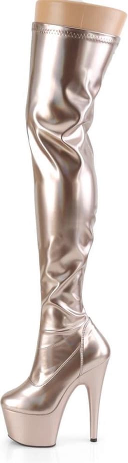 Pleaser - ADORE-3000HWR Plateau Overknee Laarzen - Paaldans schoenen - 40 shoes - Champagne — thumbnail 3