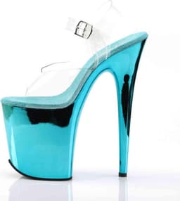Pleaser - FLAMINGO-808 Sandaal met enkelband, Paaldans schoenen - Paaldans schoenen - 36 Shoes - Blauw/Transparant — thumbnail 3