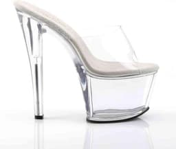 Pleaser - SKY-301 Muiltjes - Paaldans schoenen - 37 Shoes - Transparant/Zilverkleurig — thumbnail 5