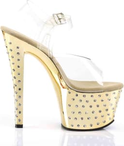 Pleaser - STARDUST-708 Sandaal met enkelband, Paaldans schoenen - Paaldans schoenen - 38 Shoes - Goudkleurig — thumbnail 5