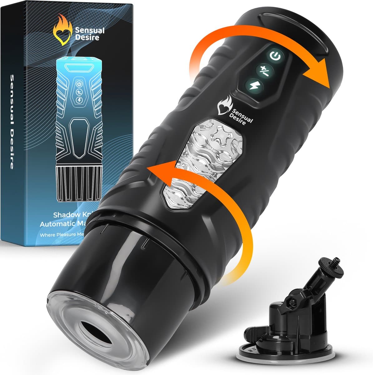 Sensual Desire® Shadow Knight – Automatische Masturbator – 7 Stoot & Roteer Standen – met Turboknop - Ultra Realistisch – Pocket Pussy – Masturbator voor Man – Sex Toys voor Mannen – Inclusief Erotische Luisterverhalen — afbeelding 1