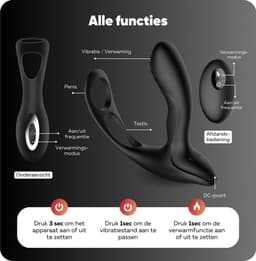 Rosebay Luxe Prostaat Vibrator met Cockring & Afstandsbediening - Anaal Vibrator - Prostaat Stimulator - Verwarmd tot 42°C - Seksspeeltjes voor Mannen - Zwart — thumbnail 2