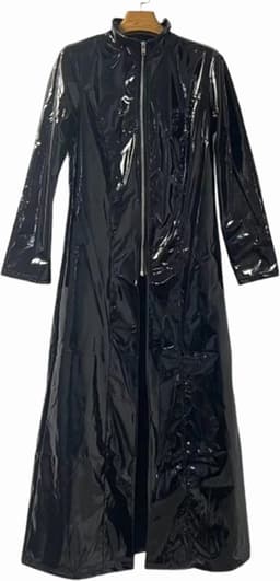 Latex wetlook lange jas - BDSM - Rollenspel - Unisex - SM Meester(es) - Goede kwaliteit — thumbnail 3