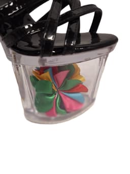 JUMEX-EROTIC PUMP-GLAZEN PLATEU-015CM HEEL-BLACK/FLOWER-35 — thumbnail 4