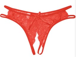 New Age Devi - Verleidelijke Rode String met Open Kruis - Kant Ontwerp - Sensueel Strik Detail - One Size Fits All - Dames Onderbroek - Erotische Lingerie — thumbnail 2